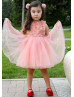 Pink Rosette Tulle Flower Girl Dress